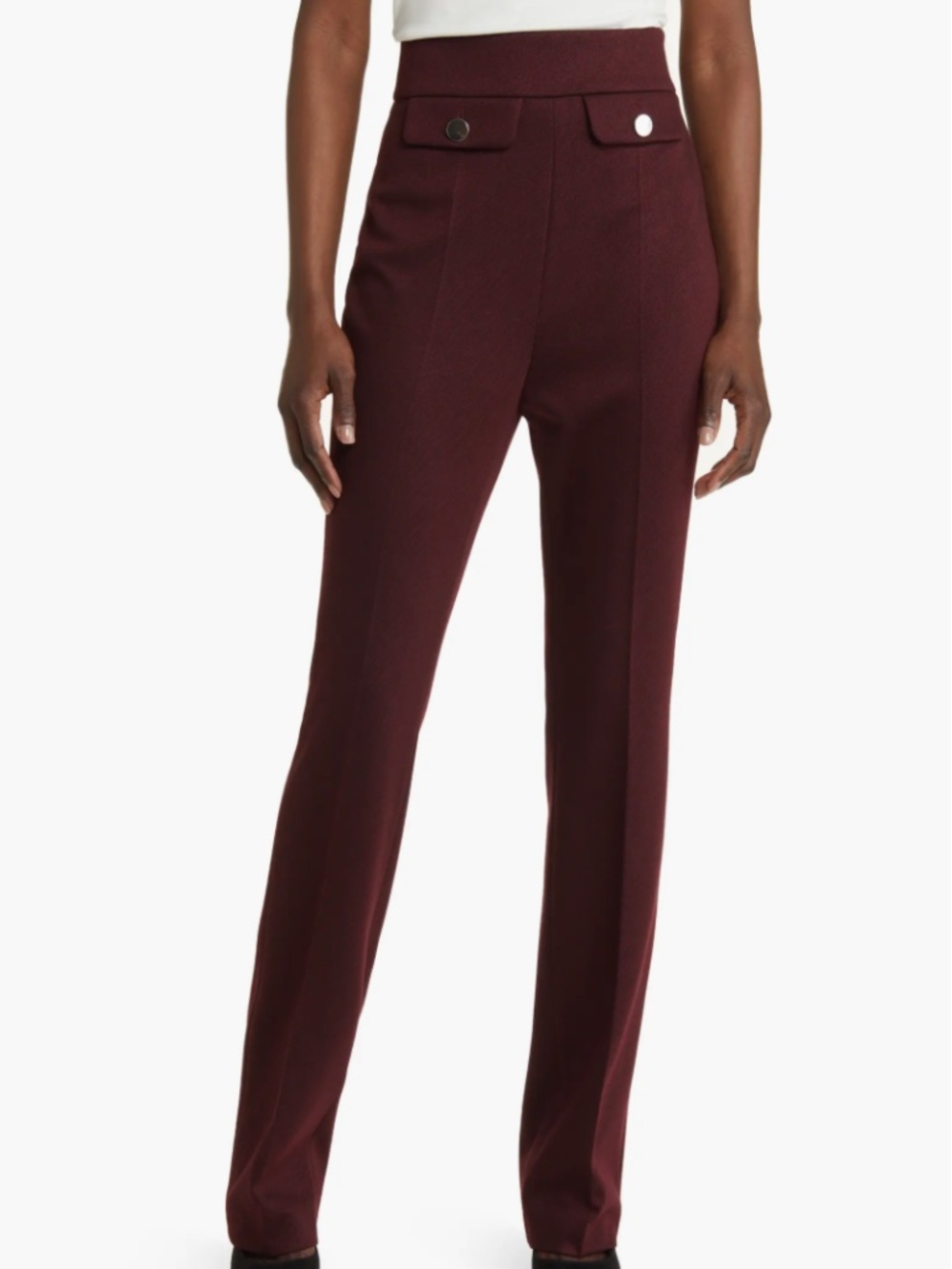 NWT BOSS Tubeka Slim Fit Trousers in Maroon Twill Fantasy Women's Size 10